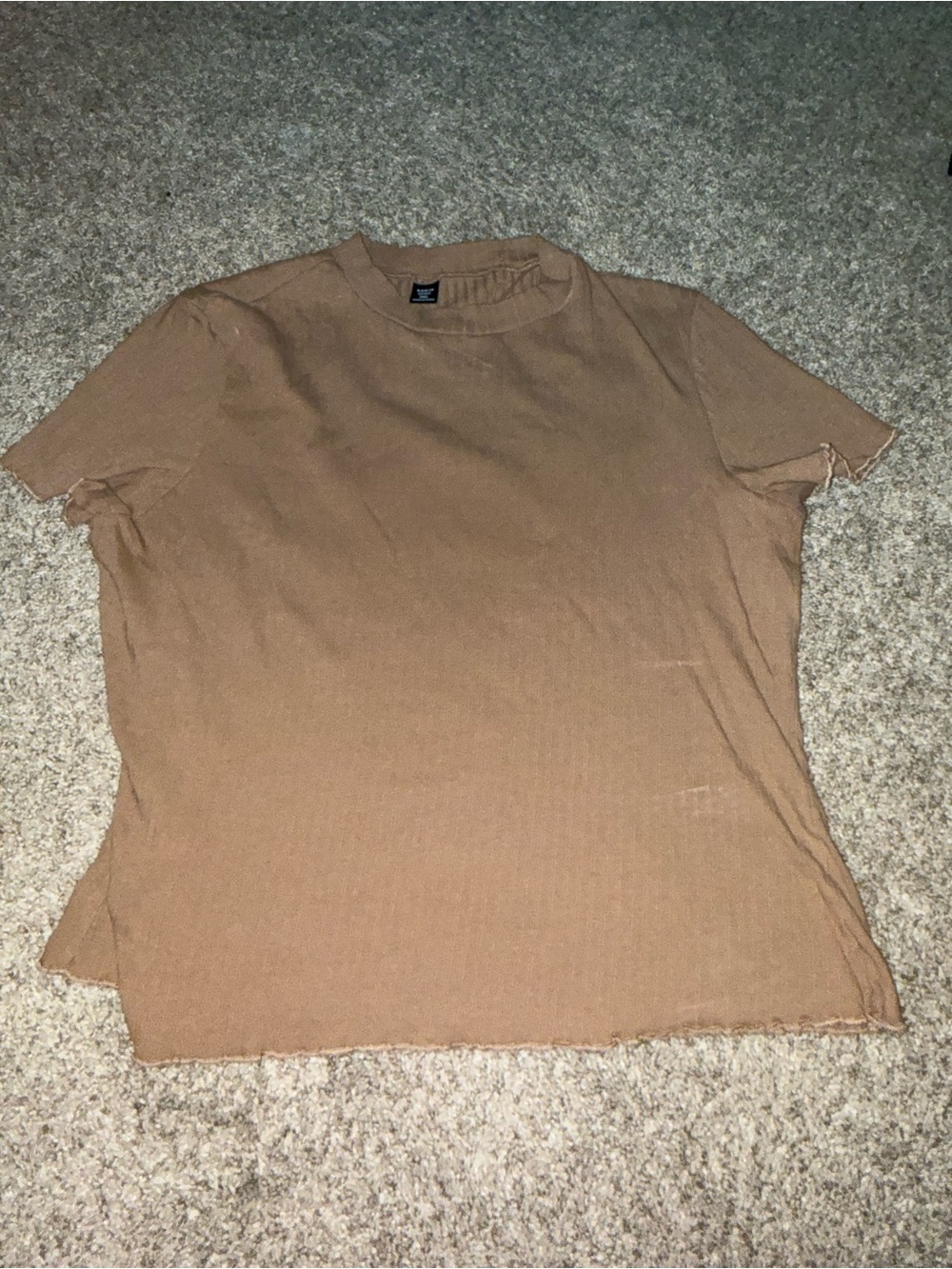 SHEIN Brown Ribbed Crop Tee